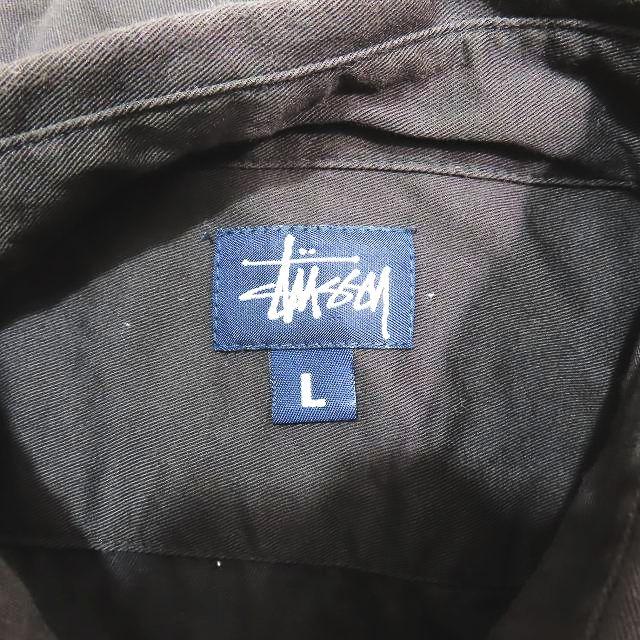 ステューシー STUSSY ワークシャツ ボタンダウン カジュアル 半袖 オーバーサイズ 黒 ブラック L メンズ｜vectorpremium｜05