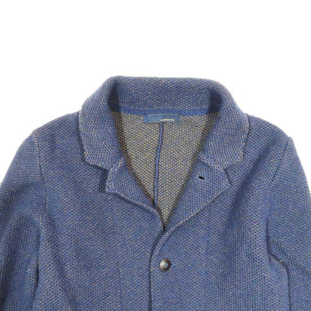 【中古】ラルディーニ LARDINI メランジウール ニットジャケット カーディガン シングル 長袖 ネイビー XS メンズ ラルディーニ LARDINI メランジウール ニットジャケット カーディガン