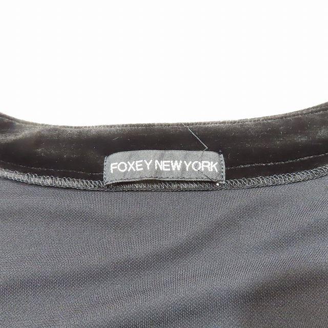 フォクシーニューヨーク FOXEY NEW YORK ノースリーブ カットソー スリット ギャザー ショート丈 グレー ブラック/12YBA2 レディース｜vectorpremium｜04