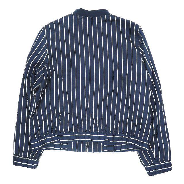 バナナリパブリック BANANA REPUBLIC STRIPE TENCEL BOMBER JACKET ストライプ ボンバージャケット ジップアップ ネイビー ホワイト L メン｜vectorpremium｜02