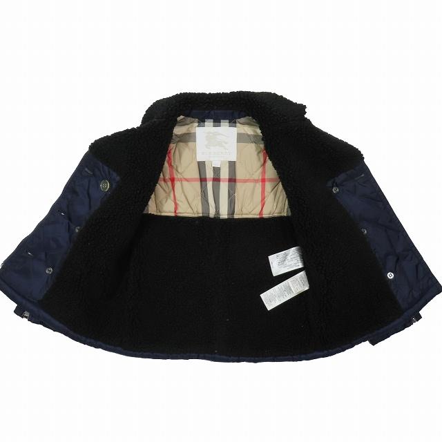 バーバリー チルドレン BURBERRY CHILDREN ボア キルティングジャケット アウター ダブルブレスト ノバチェック裏地 ネイビー サイズ6Y｜vectorpremium｜03