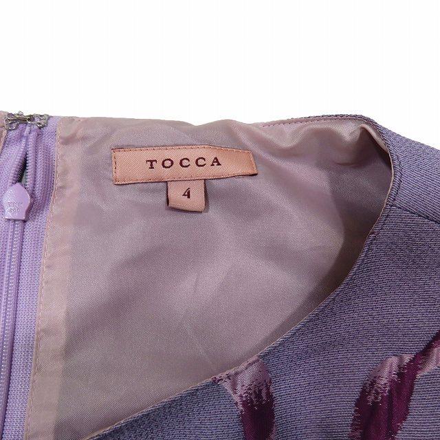 美品 23AW トッカ TOCCA RIBBON WALTZ リボン ワルツ ジャガード ドレスワンピース ノースリーブ ひざ丈 ライラック系 サイズ4｜vectorpremium｜02