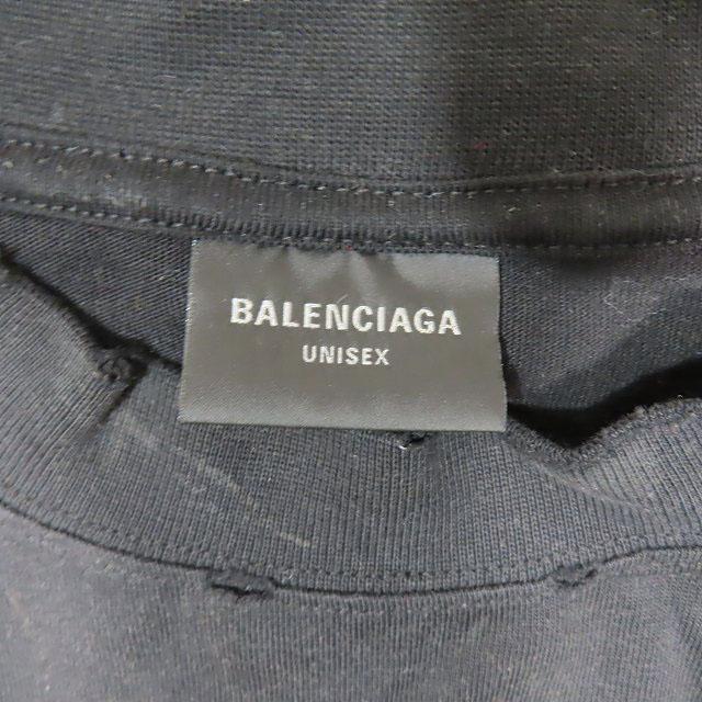 23SS バレンシアガ BALENCIAGA PARIS MOON メタルロゴ 再構築 ダメージ加工 オーバーサイズ Tシャツ 半袖 黒 ブラック 2 メンズ｜vectorpremium｜05