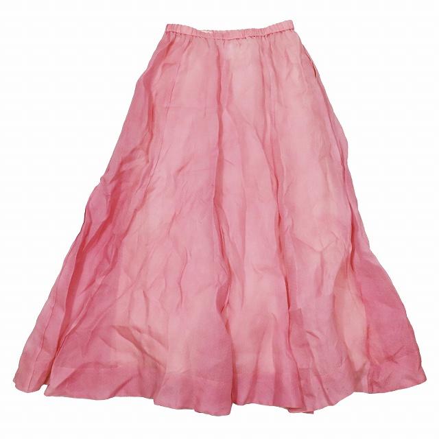 ブラミンク BLAMINK シルク ギャザー フレアスカート ロング ミモレ丈  