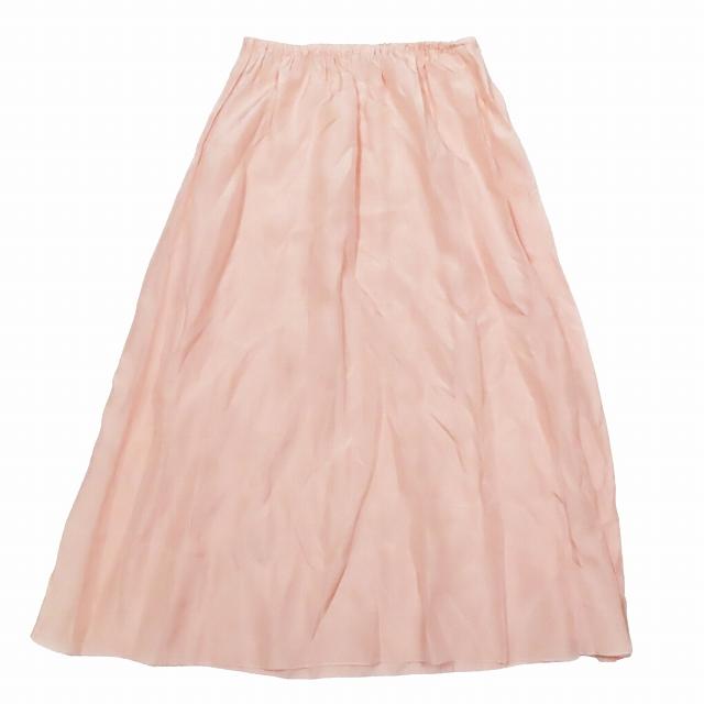 ブラミンク BLAMINK シルク ギャザー フレアスカート ロング ミモレ丈  