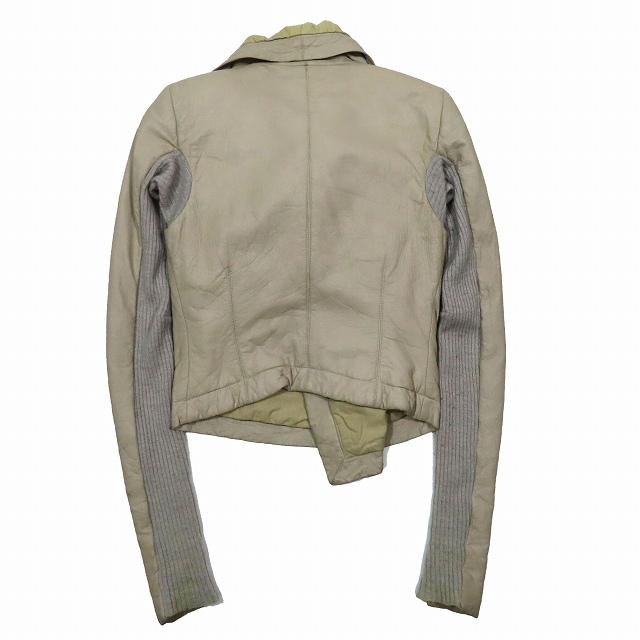 リックオウエンス Rick Owens リブニット 切替 ラムレザー ライダース 
