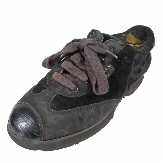 シャネルCHANEL スニーカーシューズ黒22.5cm〜23.0cm