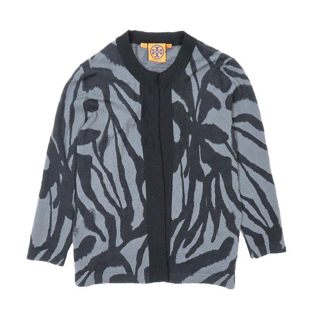 TORY BURCH トリーバーチ ウールニット カーディガン ゼブラ柄 ラップ  
