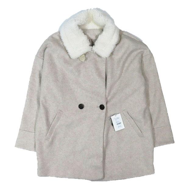 【新品未使用】　LOUISVUITTON リバーシブルコート　グレー　ホワイト 未使用品 ラブユ LVEU.ミディ丈 衿ボアコート ダブル ステンカラー