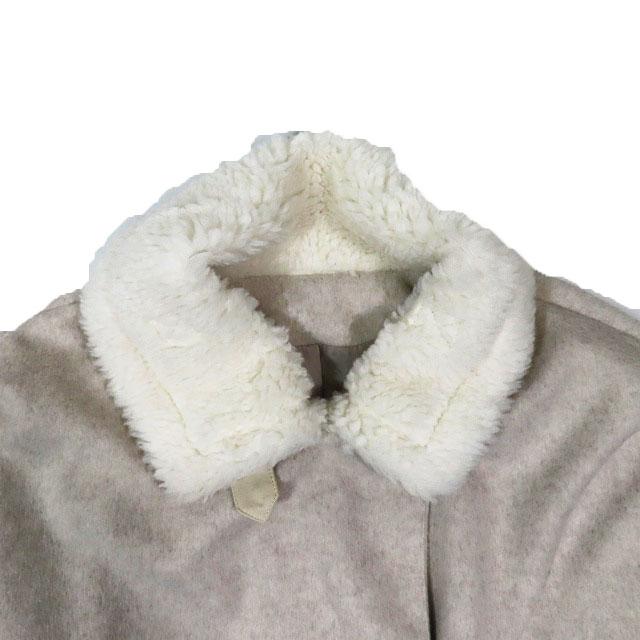 未使用品 ラブユ LVEU.ミディ丈 衿ボアコート ダブル ステンカラー 