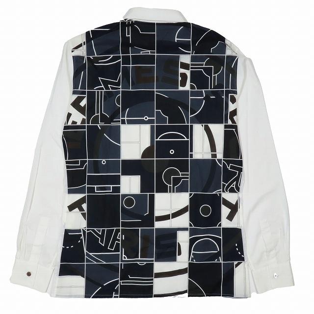HERMES エルメス スポーツバックプリント 切替 ドレスシャツ HERMES エルメス スポーツバックプリント 切替 ドレスシャツ