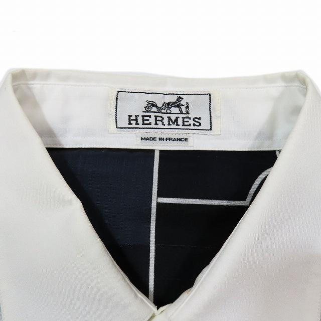 HERMES エルメス スポーツバックプリント 切替 ドレスシャツ HERMES エルメス スポーツバックプリント 切替 ドレスシャツ