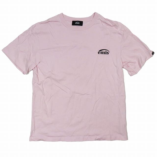 EMIS エミス ロゴプリント Tシャツ カットソー トップス 半袖 薄ピンク 