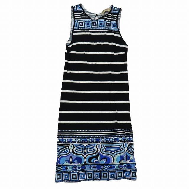 エミリオプッチ EMILIO PUCCI ボーダー 総柄プリント ワンピース  