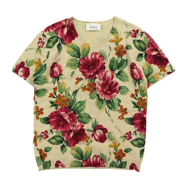 ニーマンマーカス Neiman Marcus 花柄 カシミヤ 半袖 ニット セーター 
