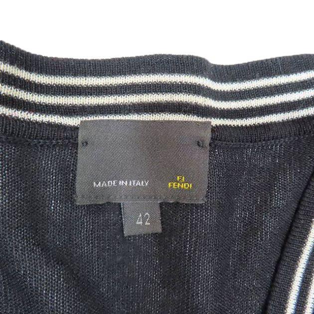 FENDI フェンディ Vネック ブラウス ニットシャツ 薄手 長袖 アウター 