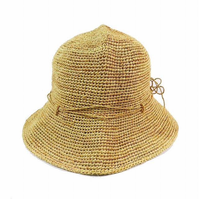 ヘレンカミンスキー コットン つば広帽子 リボン付き イエロー M 黄色 ヘレンカミンスキー コットン つば広帽子 リボン付き イエロー M
