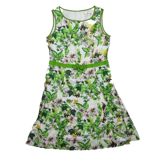 スーパービューティー Super Beauty フレア 膝丈 ワンピース リボン 花  