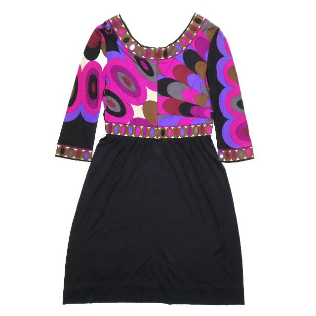 極美品 エミリオプッチ ニット×シルク 切り替え 膝丈 ノースリーブ