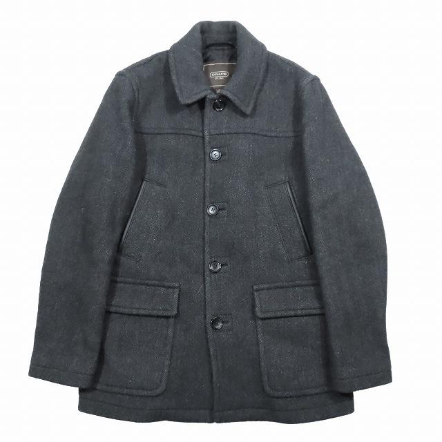 コーチ COACH ヘリンボーン柄 厚地 ウール コート アウター グレー 