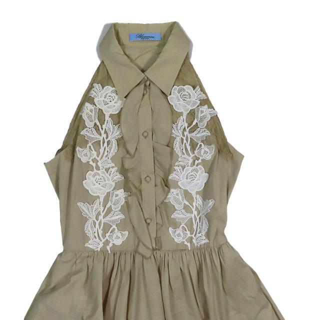 ブルマリン Blumarine レース ノースリーブ ワンピース ロング フリル 