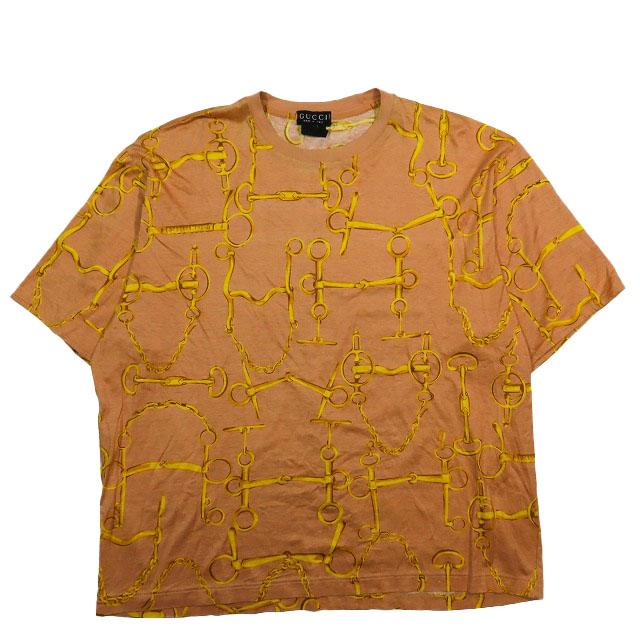 GUCCI グッチ カットソー Tシャツ 半袖 ビット チェーン プリント 総柄  