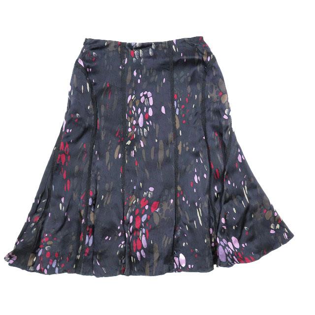 エポカ EPOCA シルク100％ 膝丈 スカート フレア 総柄 レース サイド  