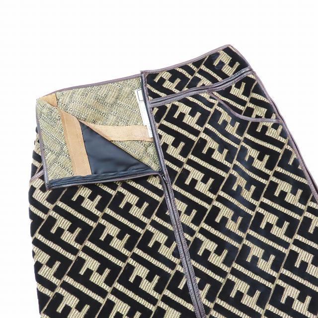 フェンディ　FENDI　スカート　ズッカ　28インチ　タイト FENDI フェンディ ズッカ柄 タイトスカート FF柄 総柄 ブラウン SALE