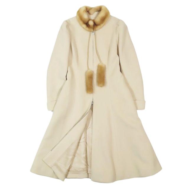 René ベージュ ファー襟 ロングコート 超美品】ルネ rene ファー襟付ロングコート - メルカリ