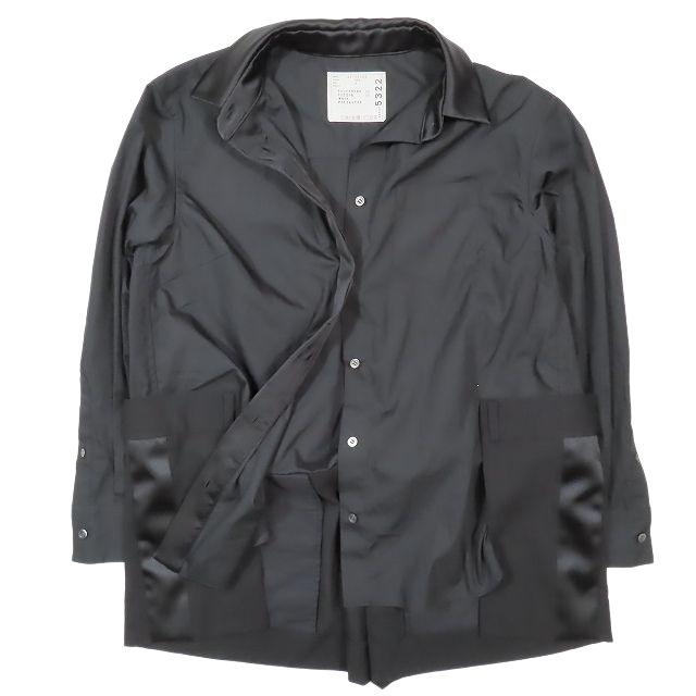 20aw サカイ sacai ドッキング シャツ ブラウス 再構築 サテン地