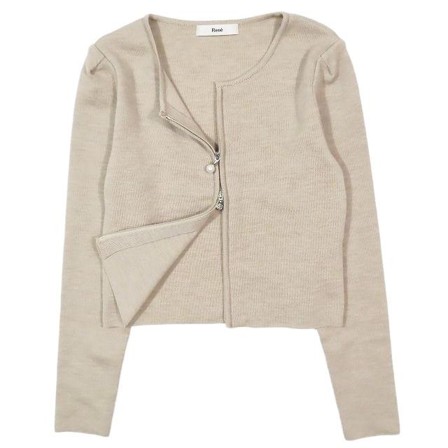 Rene（ルネ） 美品 19aw パール ジップ カーディガン ニット