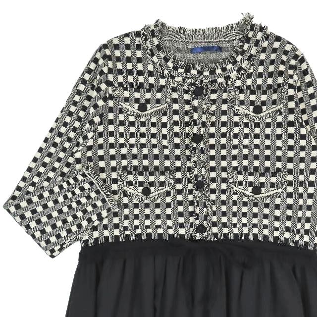美品 Pauline Bleu ポリーヌブロー ドッキング ワンピース ロング丈 異