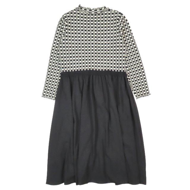 【美品】ポリーヌブロー異素材ドッキングフードジャケット 美品 Pauline Bleu ポリーヌブロー ドッキング ワンピース ロング丈 異