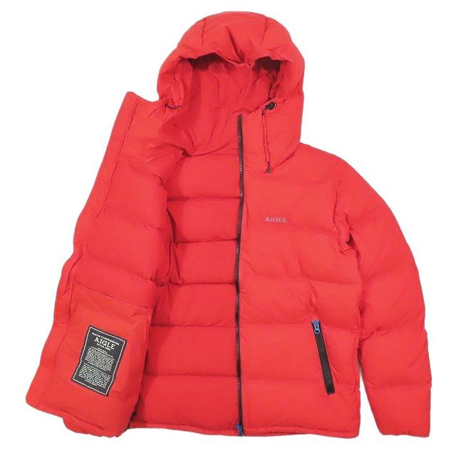 美品 エーグル AIGLE ダウンジャケット ブルゾン フーデット ロゴ刺繍