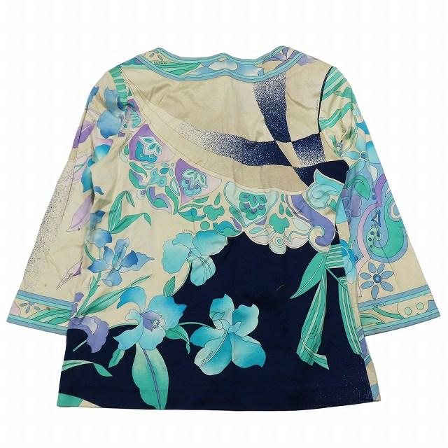 美品】レオナールスポーツ 七分袖カットソー サイズLL マルチカラー花