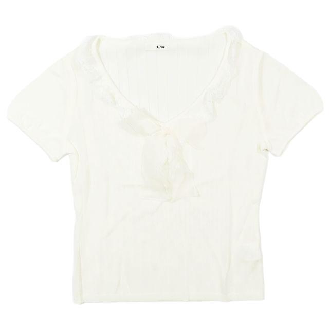 Reneルネ36トップス完売カットソー ルネ Rene TISSUE 白 半袖 ブラウス