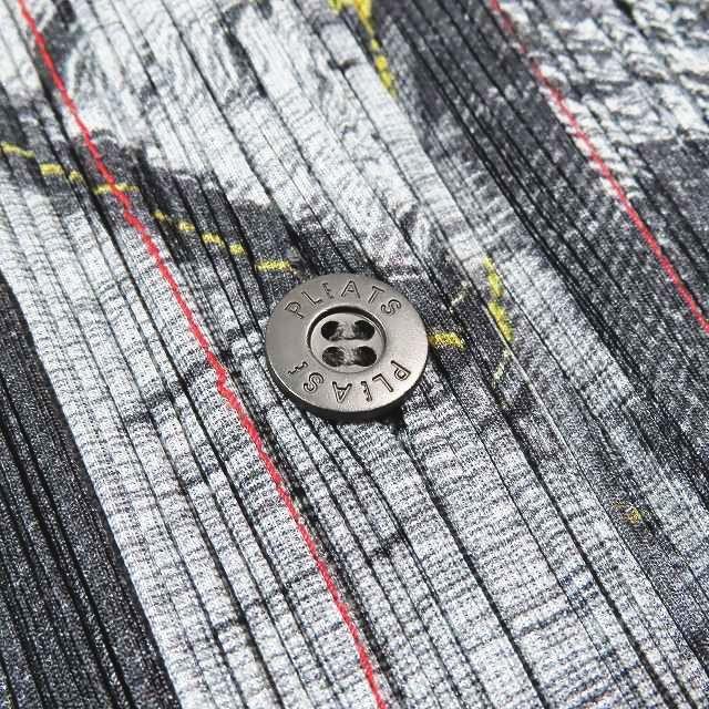 ［美品］プリーツプリーズ　ダメージデニム転写プリントシャツジャケット PLEATS PLEASE プリーツプリーズ イッセイミヤケ PP31-JJ703