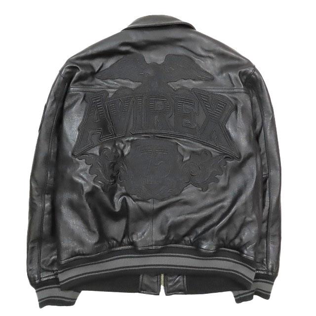 AVIREX　VARSITY　レザージャケット　ワッペン　羊革　XL　グレー AVIREX VARSITY レザージャケット ワッペン 羊革 XL グレー AVIREX