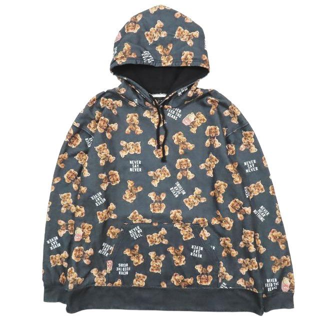 超美品 MILKBOY NEVER BEAR ベア くま 総柄 パーカー 18ss ミルクボーイ MILKBOY NEVER BEAR ベア クマ 総柄 スウェット