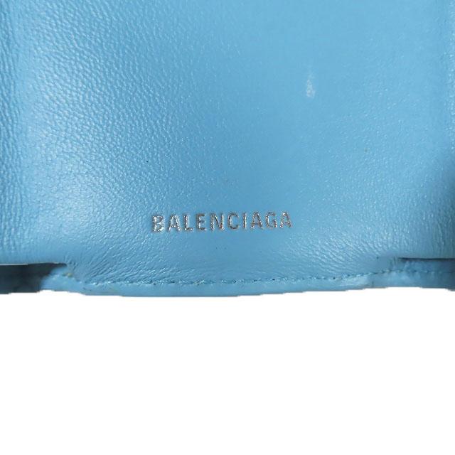 バレンシアガ ペーパーミニウォレット 三つ折り財布 レザー ブルー 391446 BALENCIAGA（バレンシアガ） ペーパー 三角ミニウォレット 三つ折り