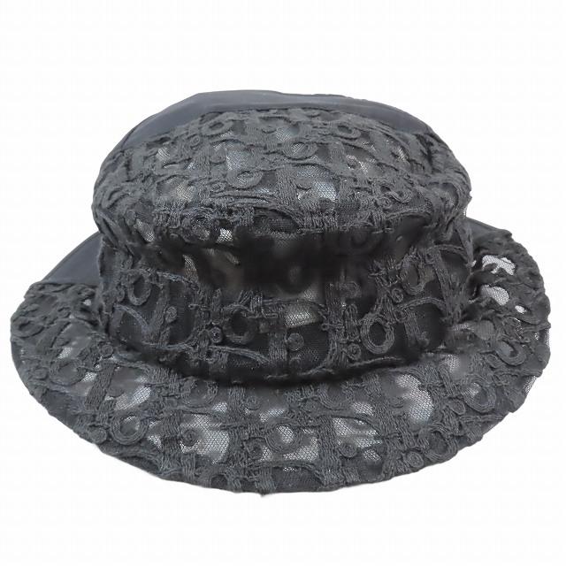 美品 22SS ディオール Dior 帽子 バケットハット つば広帽 オブリーク