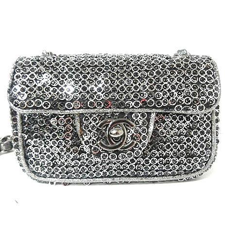 メーカー包装済 中古 シャネル Chanel ミニ ショルダーバッグ スパンコール チェーン 斜めがけ ターンロック シルバー 1210 レディース ベクトル 古着 安い Www Skylanceronline Com