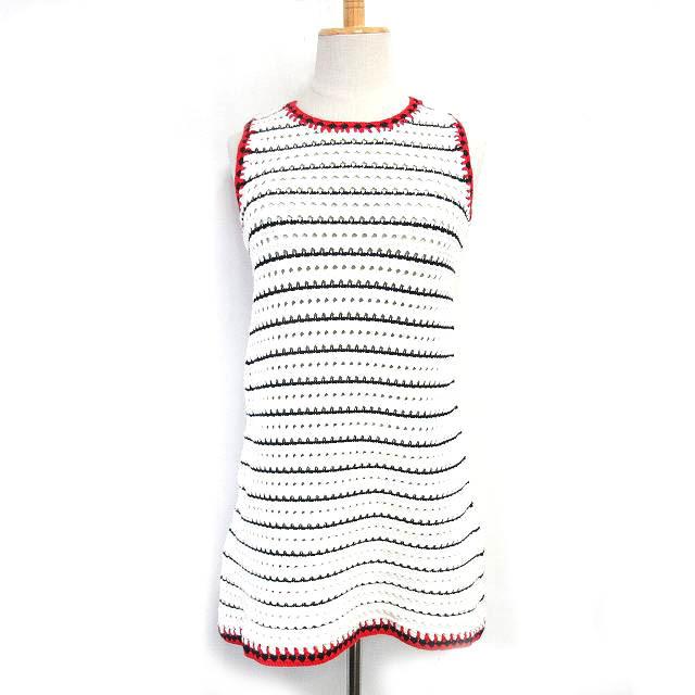 から厳選した ワンピ クロシェ編 Gucci 中古 グッチ Gucci 中古 グッチ 古着 ベクトル レディース 1006 Xs 白赤黒 4344 ボーダー ノースリーブ ひざ丈 ワンピース クロシェ編 Gucci ワンピース チュニック
