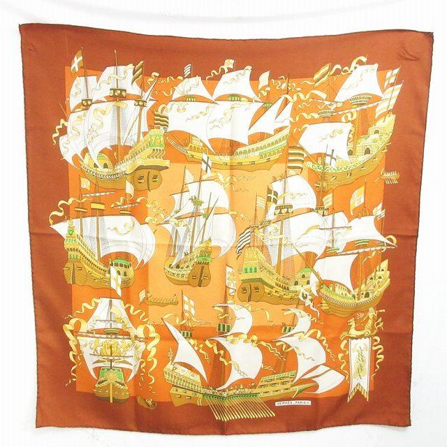 中古 エルメス HERMES ヴィンテージ ARMADA カレ90 スカーフ ストール