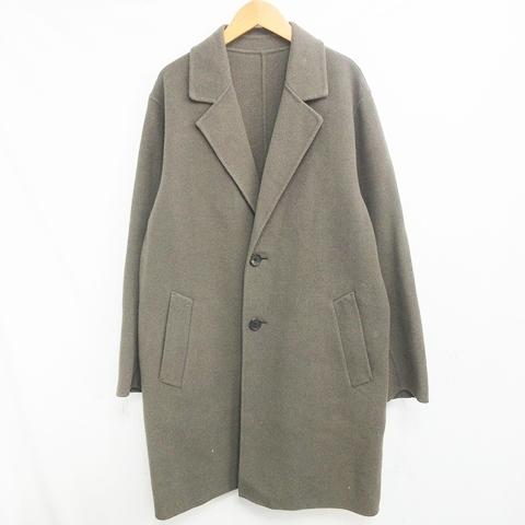 中古 エディフィス Edifice aw Super1 S モッサ チェスターコート ジャケット 羽織り 上着 無地 ウール カーキ 緑 S Ibo23 0529 メンズ 限定セール