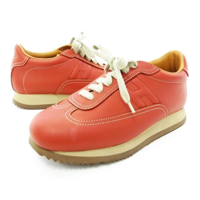 エルメス HERMES クイック スニーカー レザー 靴 Hロゴ 37※ | www