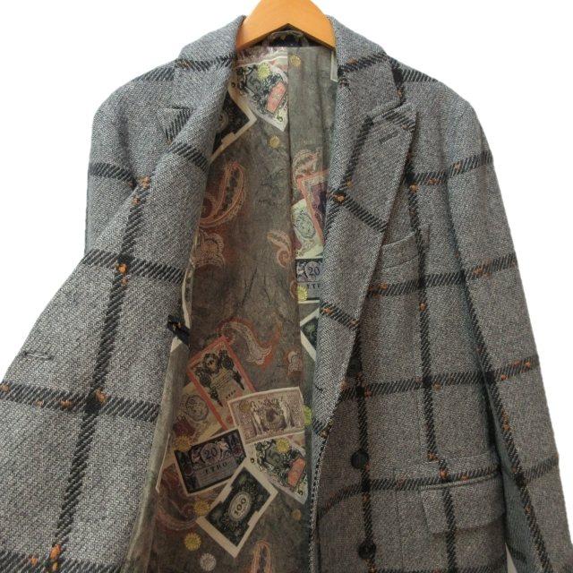 エトロ ETRO 上質美品 チェスターコート ロングコート 裏地紙幣硬貨柄