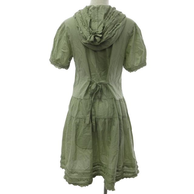 ピンクハウス PINK HOUSE ピコフリル シャツワンピース フード付 ひざ  