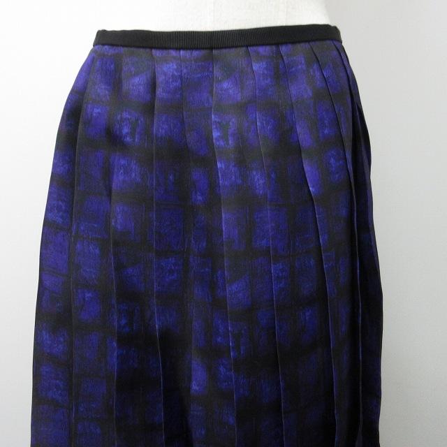 (美品)ドゥロワー　DRAWER　ニュアンスプリント　プリーツ　スカート 美品)ドゥロワー DRAWER ニュアンスプリント プリーツ スカート