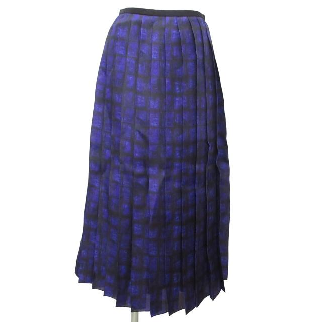 ドゥロワー Drawer 美品 20AW シルク ニュアンスプリントプリーツ 